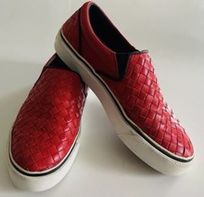 Bottega Veneta LEATHER TRAINERS Slip On Sneaker intrecciato weave Red Orange 7us