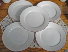 Vintage Pink & White 7 1/4" Plates ~ Set of 5 ~  
