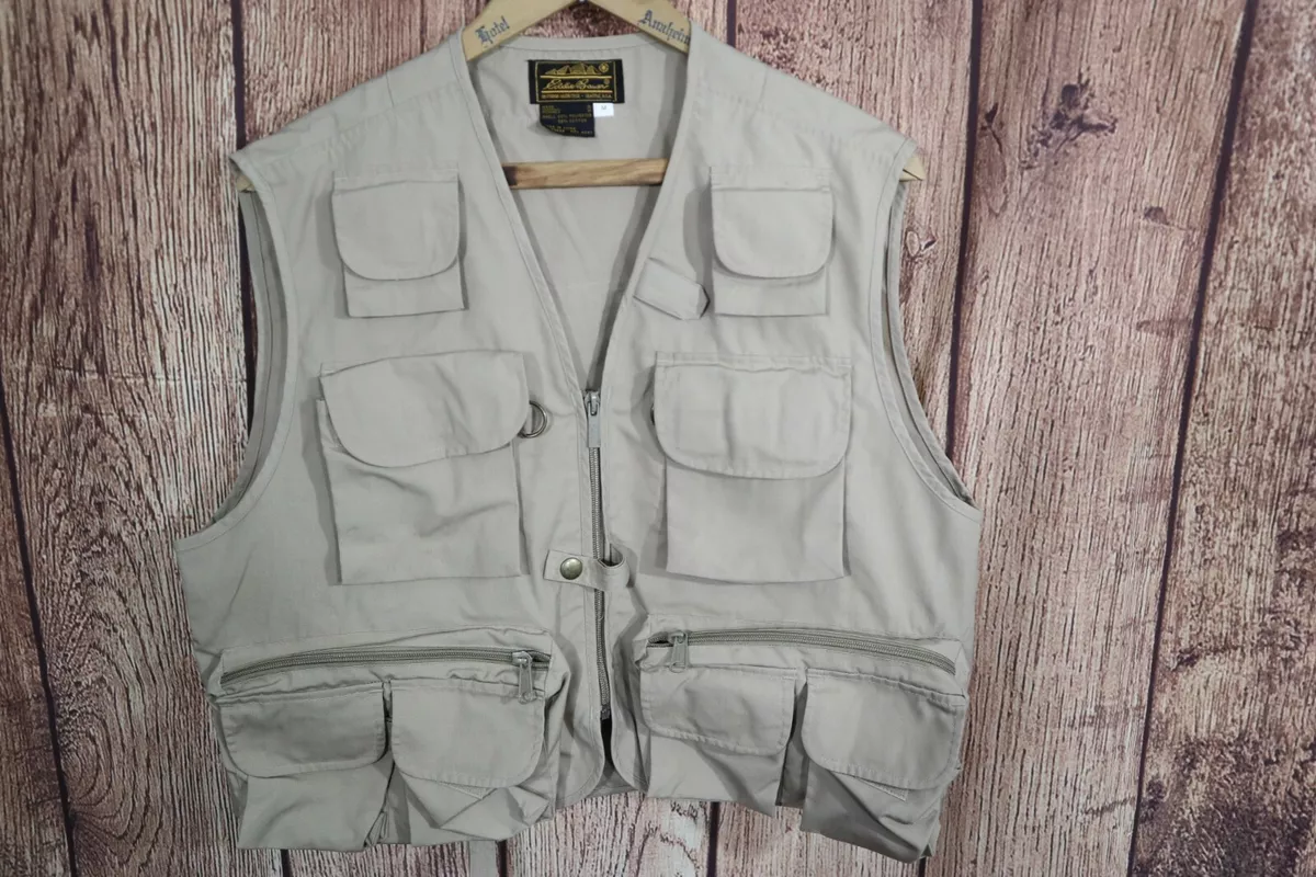 Vintage Eddie Bauer Fly Fishing Vest Men's Sz Medium Tan Hunting  Photography