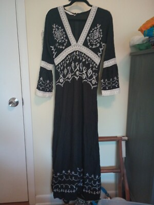 Uluwatu Black, Lace Crochet Embroidery Maxi Dress size Medium, Boho, Festival | eBay Uluwatu Black, Lace Crochet Embroidery Maxi Dress size Medium, Boho, Festival | eBay
