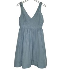 Anthropologie Hitherto Silk Blend Dress 8 Blue V-Neck Sleeveless Wedding Prom