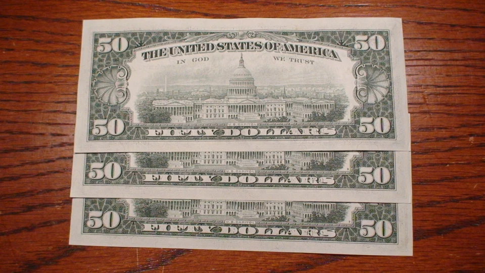 THREE CONSECUTIVE 1981 FIFTY DOLLAR CLEVELAND CHOICE UNC NOTES $50.00 BILLS! - Image 4 of 4