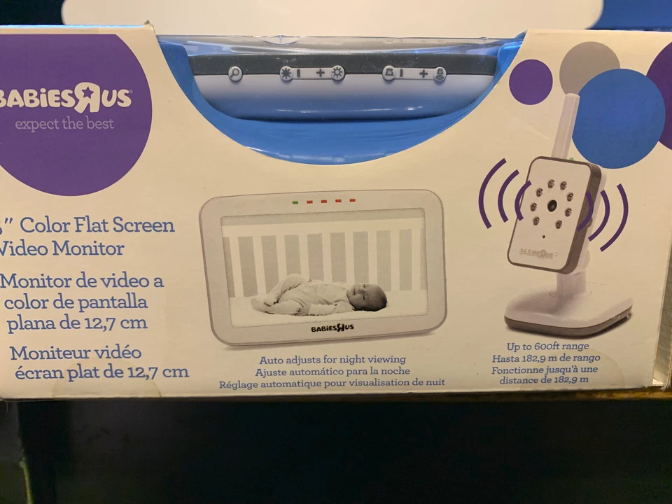 Monitor de video para bebé Babies R Us de 5 pulgadas con visión nocturna, color, pantalla plana Foto 4 de 4