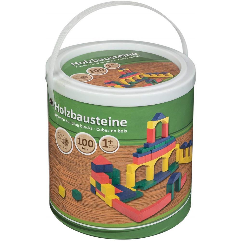 Idena Holzbausteine 100 Stck im Eimer Baukltze Bausteine Spielzeug Holz Kinder 4290₽