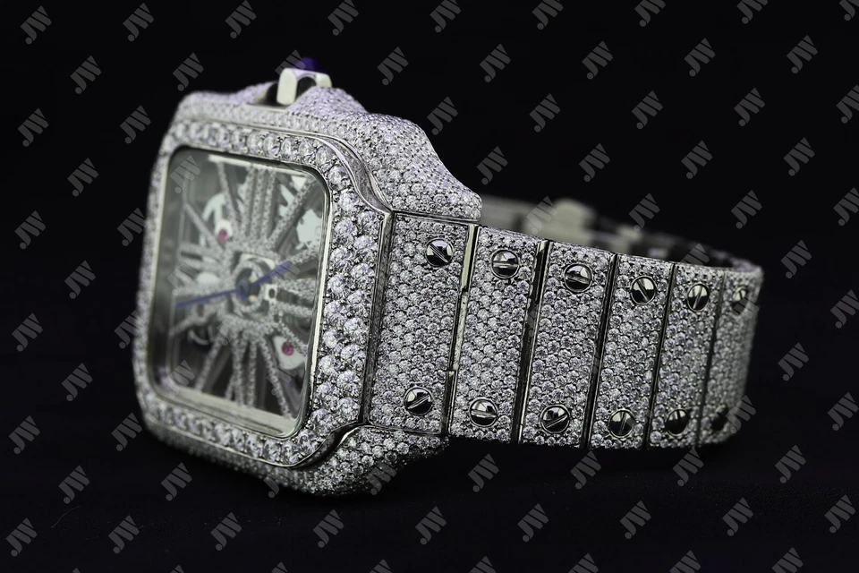 Reloj de cuarzo VVS1 D moissanita diamante acero inoxidable busto de lujo para hombre Foto 3 de 4