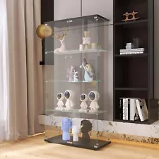 2 Doors Glass Display Cabinet Display Curio Cabinet Glass Display Case 4 Shelf