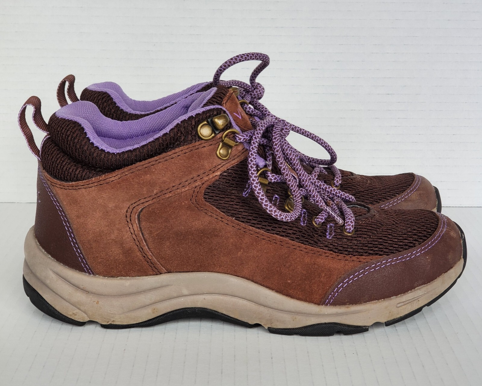Vionic Womens Cypress Brown Suede Purple Hiking Boots Trail Shoes Size 7.5  | eBay