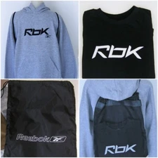 Reebok Hoodie Set 3 Pieces Sweatshirt T Shirt Cinch Bag Youth Boys L Black Gray