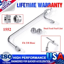 1552 Steel Dual Feed Fuel Line 3/8" Hose For Holly 4150 Double Pumper Carburetor