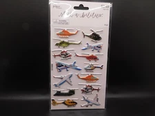 The paper studio stick a bilities Airplane & Helicopter puffy stickers 14pc