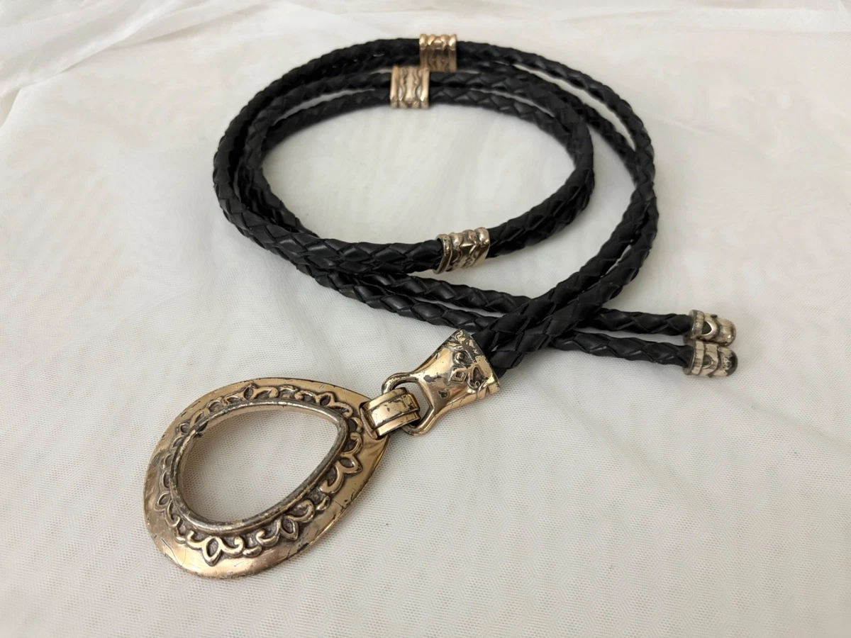 Brighton Rope Belt Black Braided Leather Silver Hardware Adjustable Length Onyx by Brighton Men main image 4