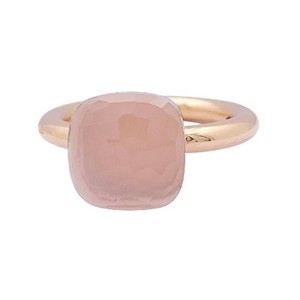 Authentic Lab Growne Pomellato Nudo Rose Quartz Ring 925 Sterling Silver Ring Gold Plated