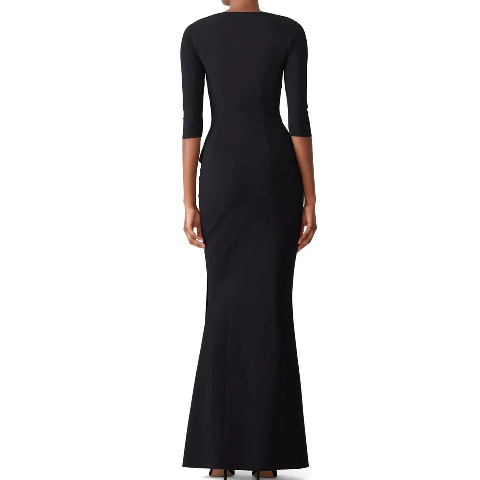 Vestido negro acanalado Chiara Boni La Petite talla 2 diseñador italiano de lujo $995 Foto 2 de 4