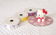 Hello Kitty Ribbon, 3 Rolls, Grosgrain, 5/8in; Hello Kitty Photo Holder, Vtg