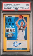 2018 CONTENDERS OPTIC VETERAN SEASON TICKET AUTO KRISTAPS PORZINGIS 21/25 PSA 9