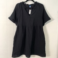 Old Navy Womens Large P Dress Black Cottagecore Milkmaid Peasant Coquette Gauzy
