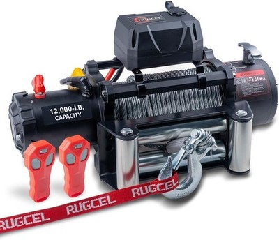RUGCEL WINCH 12000lb 12V Truck Waterproof Electric Black Steel Rope Electric Win