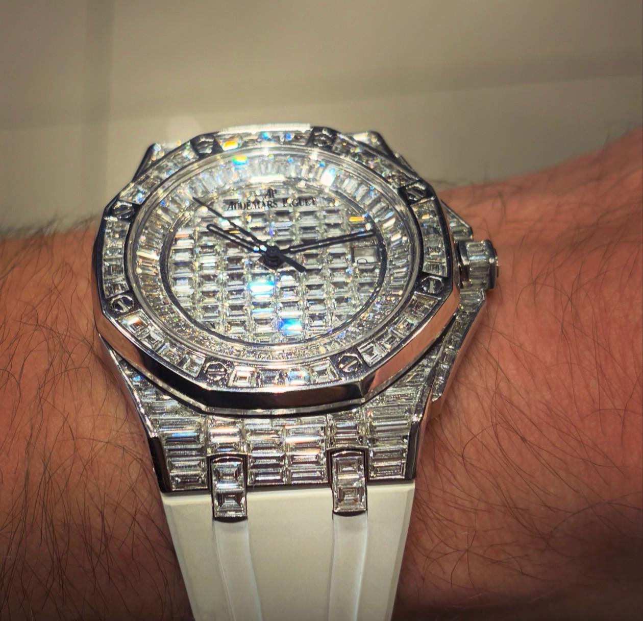 Audemars Piguet Royal Oak 18K White Gold Chandelier Natural Diamond Unisex Watch