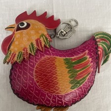 Nuevo Gallo Cremallera Bolsa Rústico Folclórico Regalo Hecho a Mano Cuero Monedero Bolso Dije