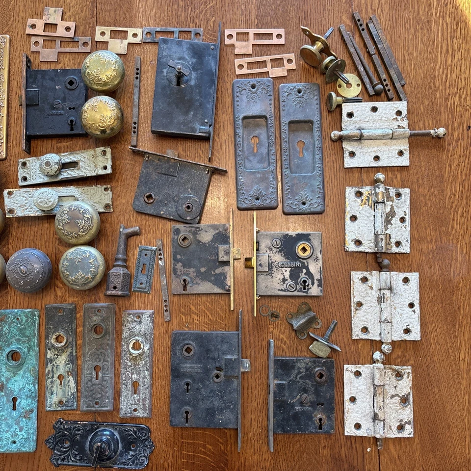1900 Iowa Door Hardware Lot For Restoration Antique Huge Handles Strikes Locks++ - Image 4 of 4