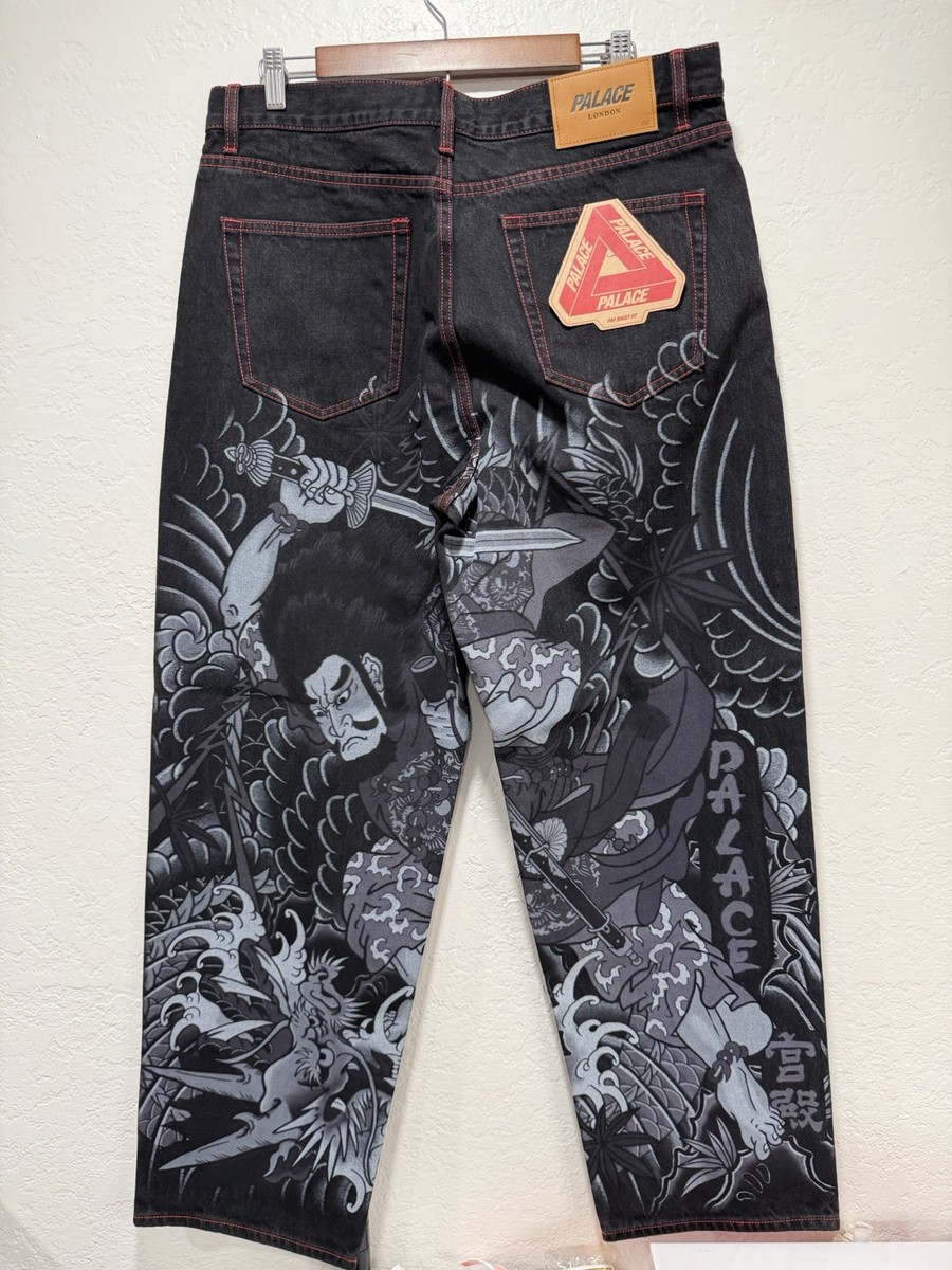 Palace Susanoo Black Denim P90 Jean Size 34 Brand New Fw25 Baggy