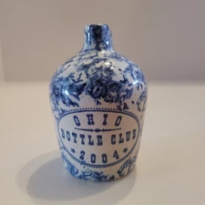 Mini Blue Sponge Stoneware Jug W. A. Painter Pottery Works Ohio Bottle Club 2004