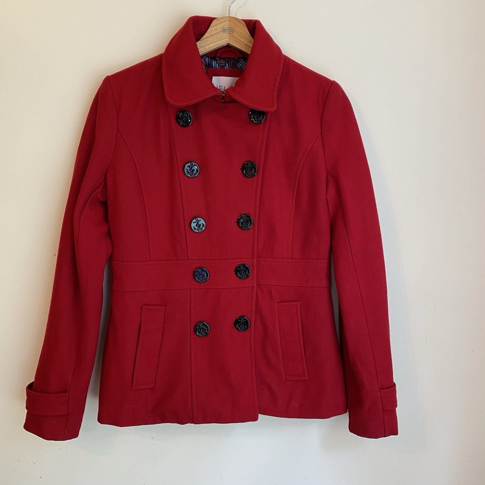 Vintage Delia’s Red Wool Blend Double Breasted Peacoat Women’s XS Thinsulate Y2K