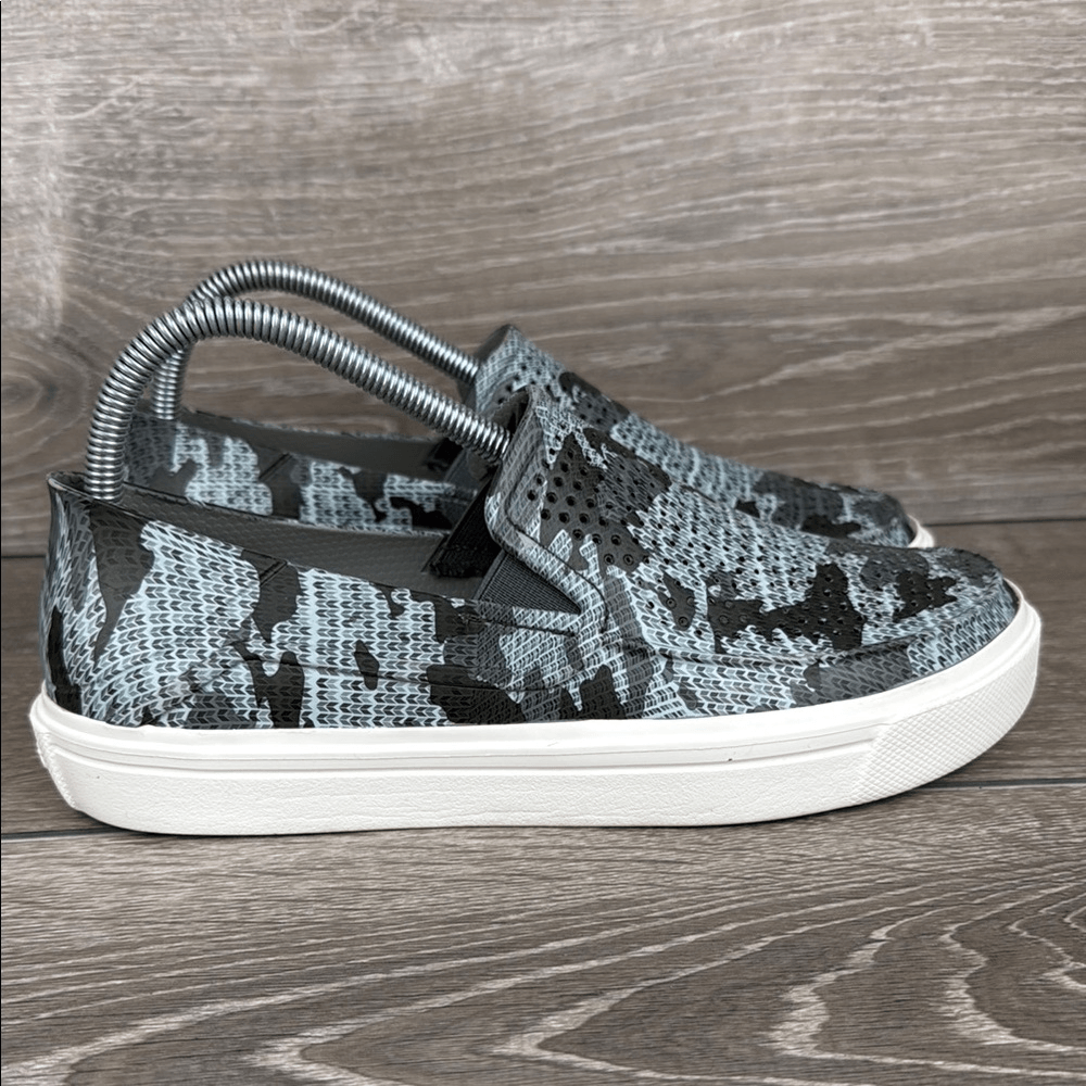 Men's Sz 6/Women's Sz 8 Gray Blue Camo Crocs Citilane Roka Slip-On Loafers-image