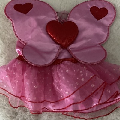 Build a Bear für Vierbeiner Kleid rosa/rot mit Herz-Applikationen und Herzen