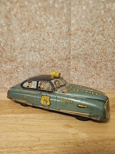 1949 Rare Vintage Marx Tin Friction  BLUE Dick Tracy Police Squad Car