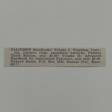 Howard Smith Falconry Handbooks Kansas City KS 1965 Magazine Ad SAH1-S24