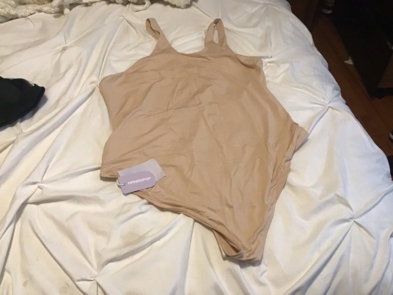 MANGOPOP Women's Beige Nude Bodysuit Size XL, NWT