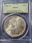1881 PCGS MS 64 Morgan Silver Dollar. Blast White In OLD GREEN HOLDER!!