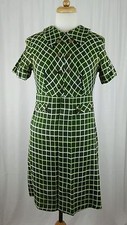 Girls Green Dress w Gold Button Design