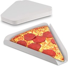 MT Products White Paperboard Single Pizza Slice Tray / Wedge Tray - Pack of 50