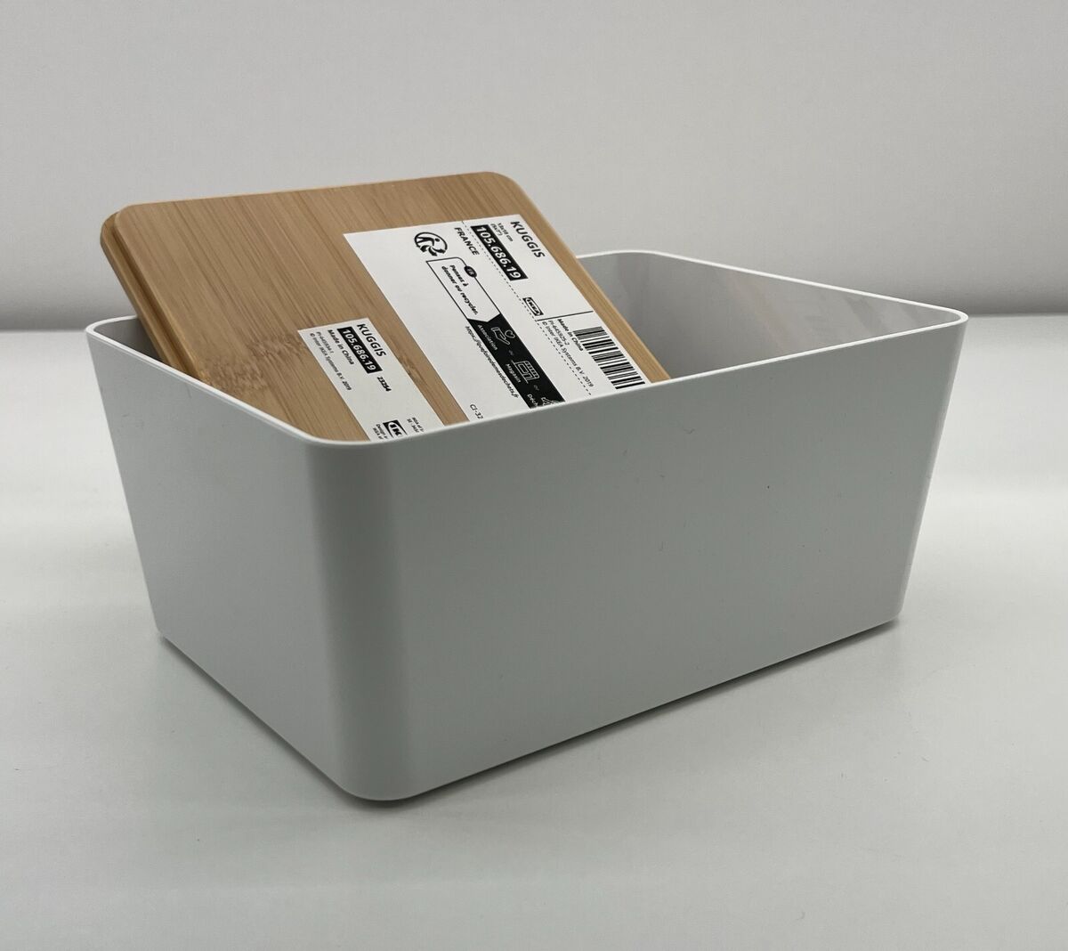 Brand New IKEA KUGGIS White Box w/ Bamboo Lid 13x18x8 cm Brand New IKEA KUGGIS White Box w/ Bamboo Lid 13x18x8 cm