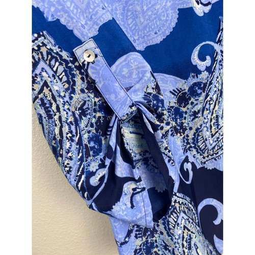Camicetta Boho floreale Chico's donna taglia media blu ufficio carriera vacanze - Foto 10 di 11