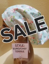 Snowmen seafoam Christmas SALE Women's Euro/Chef Surgical Scrub Hat/Cap