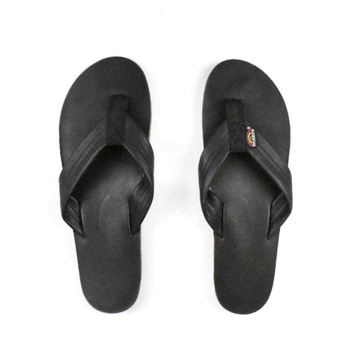 Rainbow The Rastafarian Black Leather 1” Strap Sandal Women’s Size L 7.5-8.5