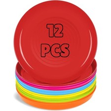 12 Pack Kids Plates Set BPA Free Plastic Toddler Plates, 7 Inch, Dishwasher Safe