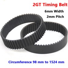 2GT 2mm Pitch Rubber Timing Belt Closed Loop Black 6mm Width for CNC, 3D Printer