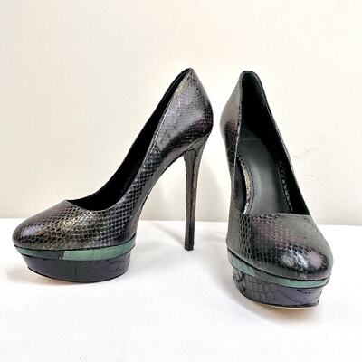 Brian Atwood Iridescent Snakeskin Ferguson Platform Heels Pumps Size