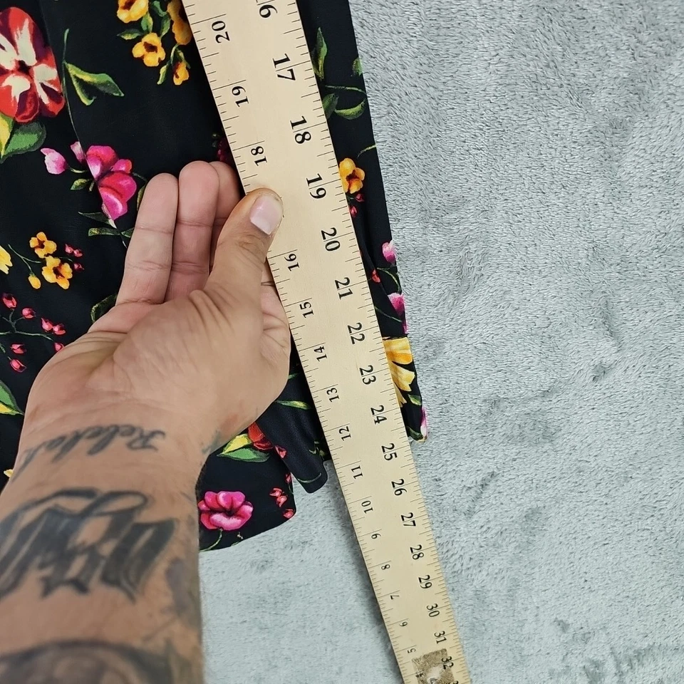 Camisa Colección Nordstrom Mujer Talla S 100% Seda Negra Floral Abotonada Túnica Foto 4 de 4