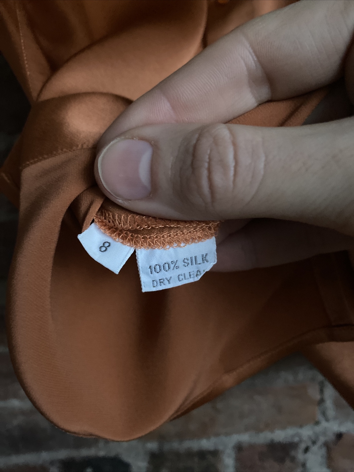 Vintage Calvin Klein Classifications Women’s Button Bk Blouse, Sz 8 Silk Copper image 6