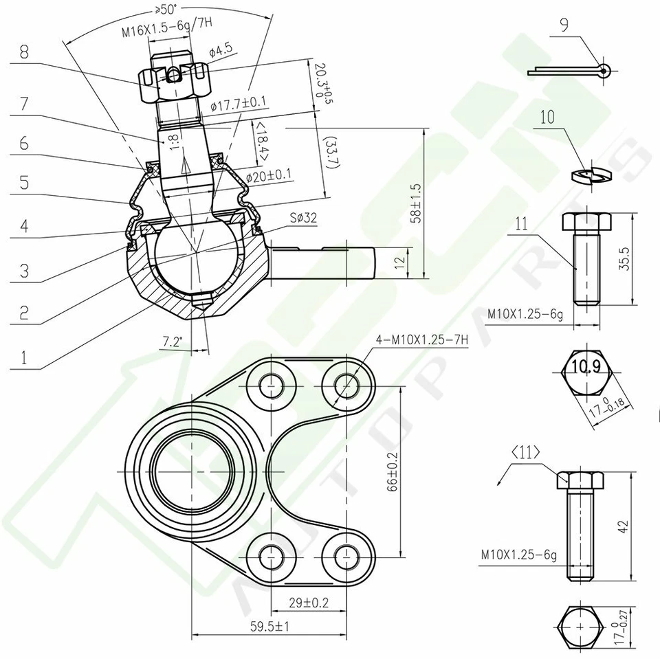 9x Fits 1987-91 92 93 Mazda B2200 B2600 RWD Pitman Arm Ball Joints Tie Rod Ends Foto 2 de 4
