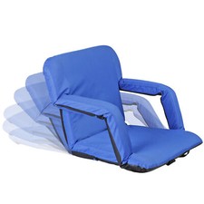 Stadium Chair Cushion Recliner Padded Seat Folding Black Sport Bleacher Blue