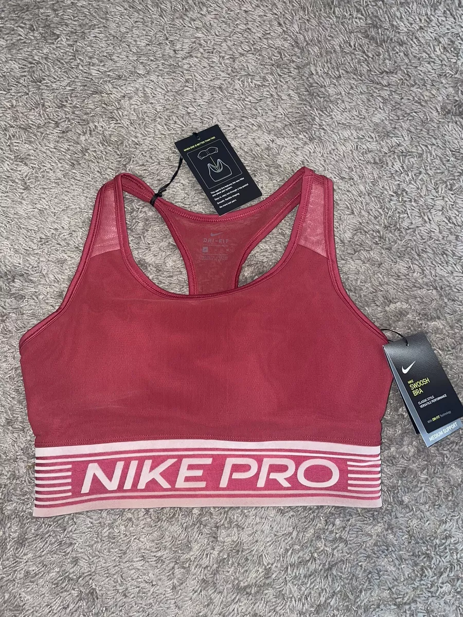 NWT Women's Nike PRO Swoosh Red Sports Bra Medium Support XS, S, M, L, XL