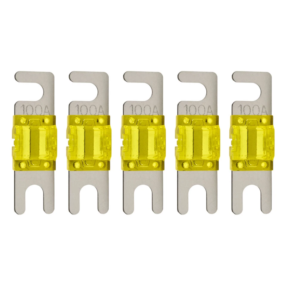 THE WIRES ZONE High Quality Nickel Plated Inline 100 Amp Mini ANL Power Wire Fuse (5/pack) 100A