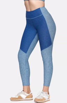 Outdoor Voices Blue 3/4 7/8 Two-Tone Leggings XS colorblock $85 NEW