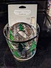 Yankee Candle Metal Trees L,g Jar Holder, Wood Base with Silver Tree Illuma Lid 